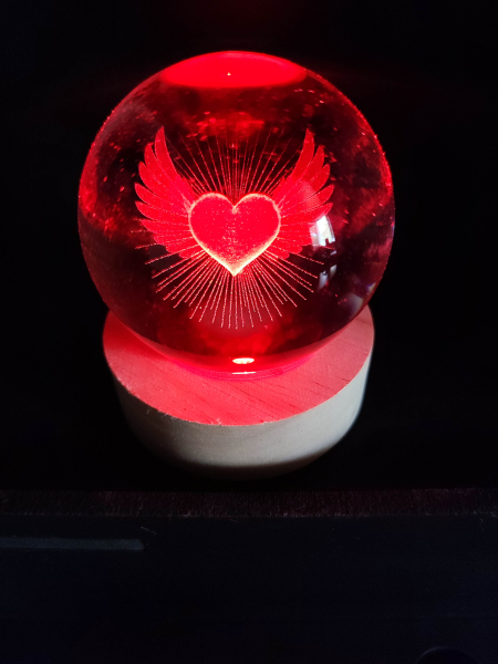 Hologram ball - Heart - with color change
